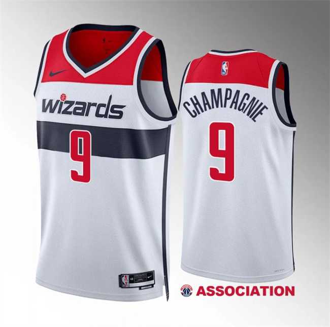 Men%27s Washington Wizards #9 Justin Champagnie White Association Edition Stitched Basketball Jersey Dzhi